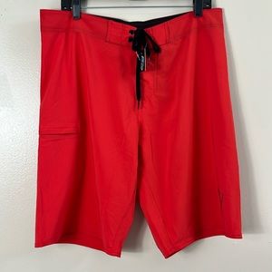 SA Company solid red board shorts men’s size 34 SA Shield